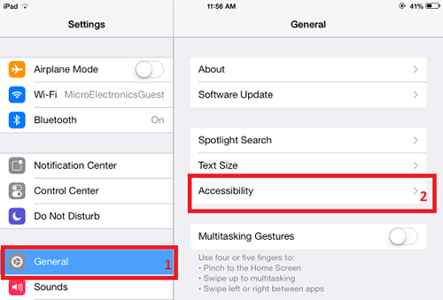 iOS 7 Settings, General, Accessibility